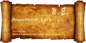Mayerhofer Edit névjegykártya